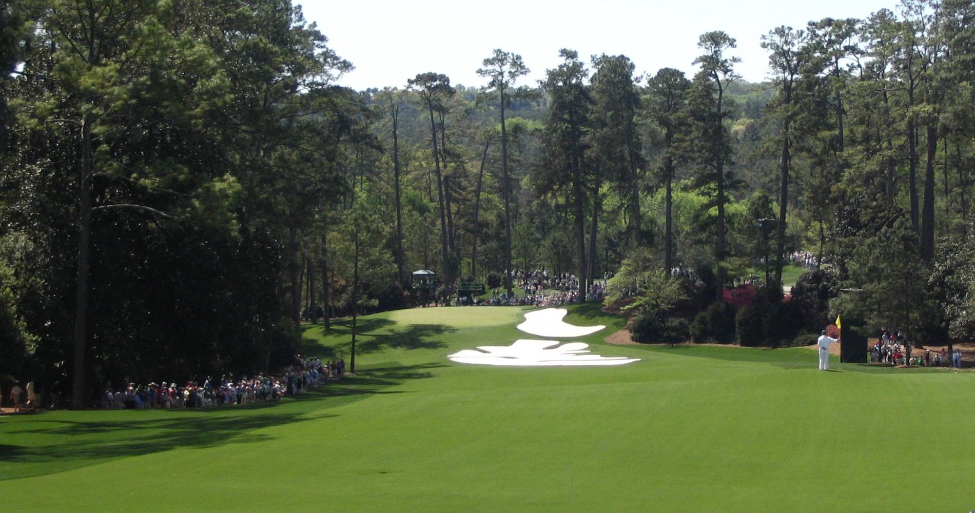 Fans gather at Augusta National's 10th hole, "Camellia"