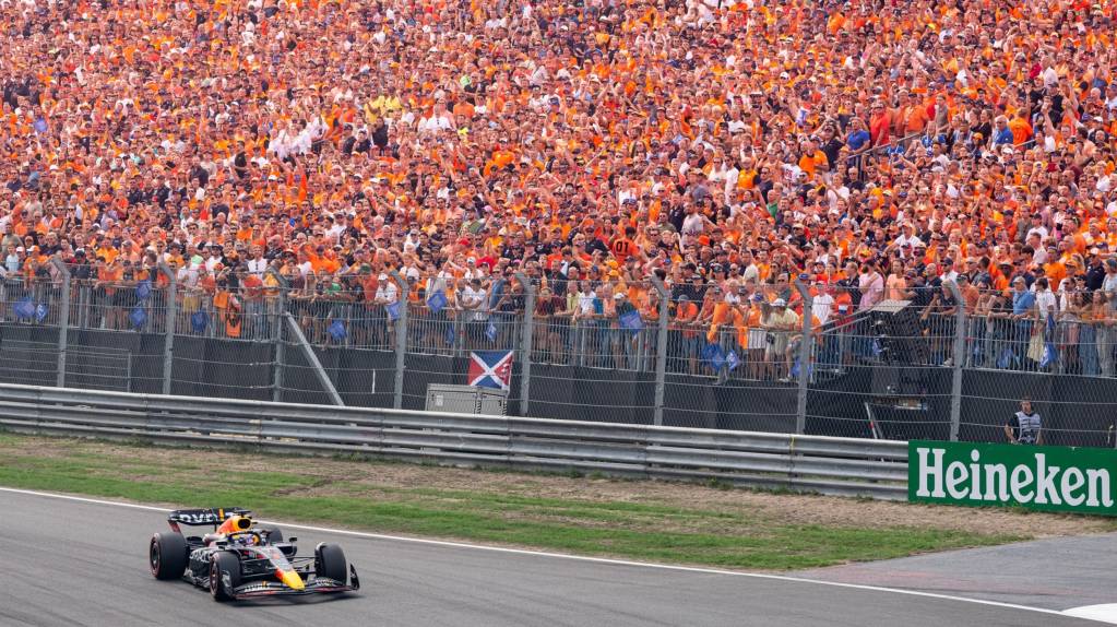 Fans watch from the grandstand