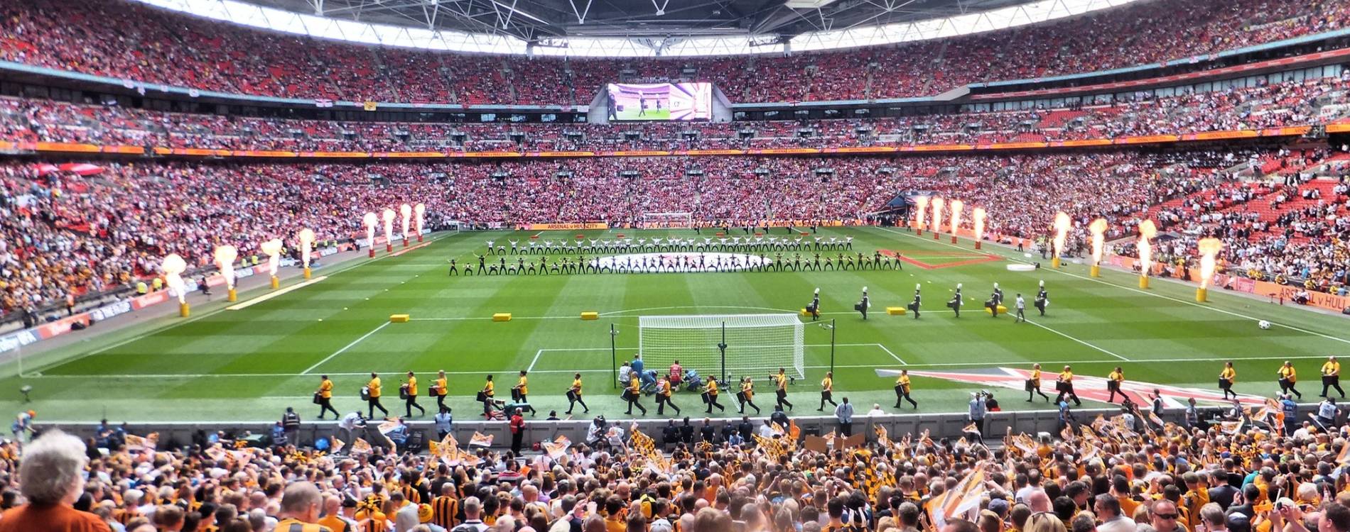 Fans watch pre-match entertainment ahead of the FA Cup final