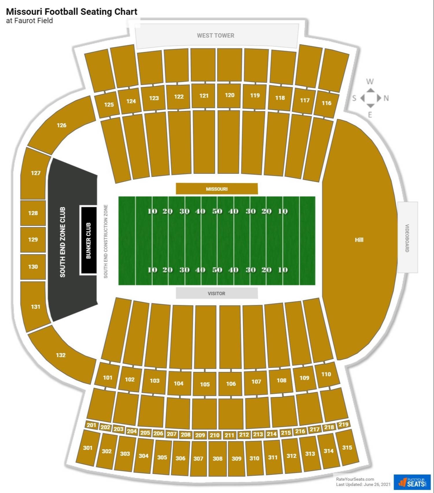 Faurot Field at Memorial Stadium Map