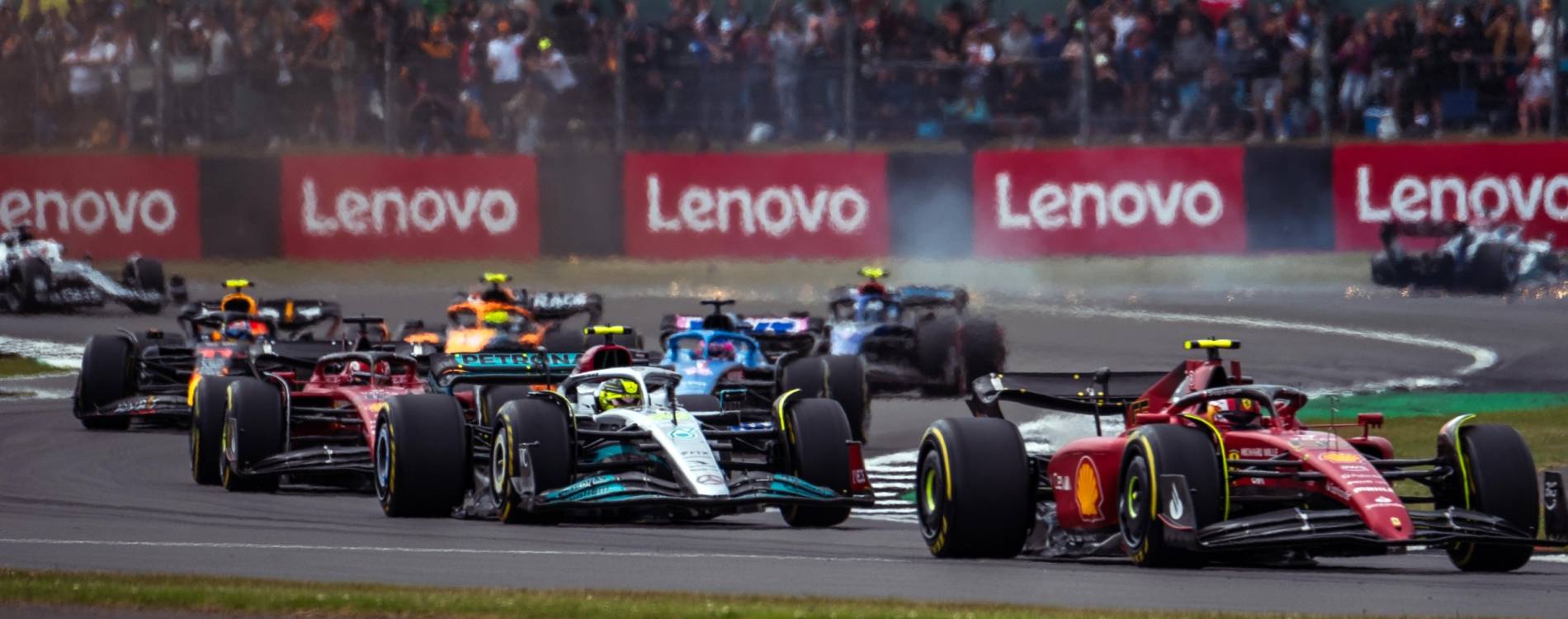 Ferrari leading the British Grand Prix at Silverstone