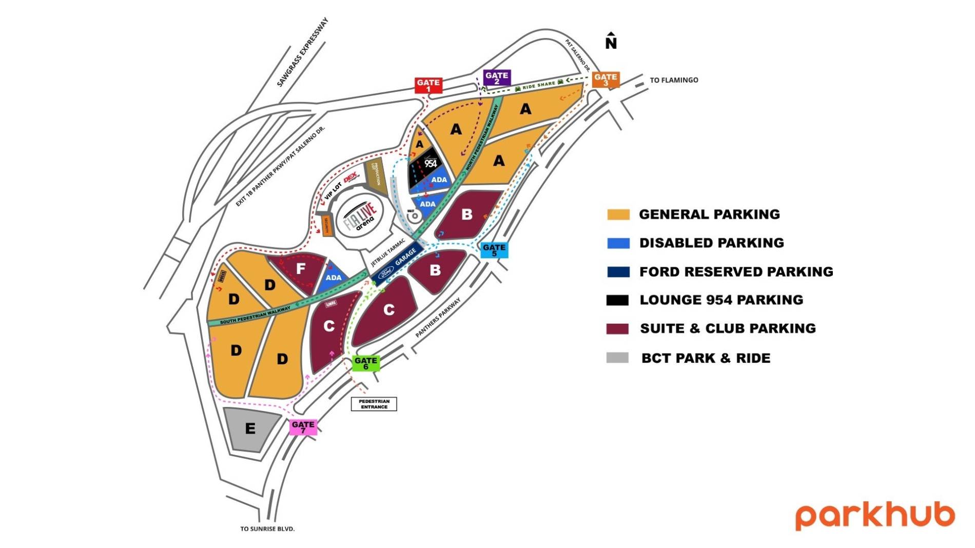 Florida Panthers vs Carolina Hurricanes - Fla Live Parking Map 39086