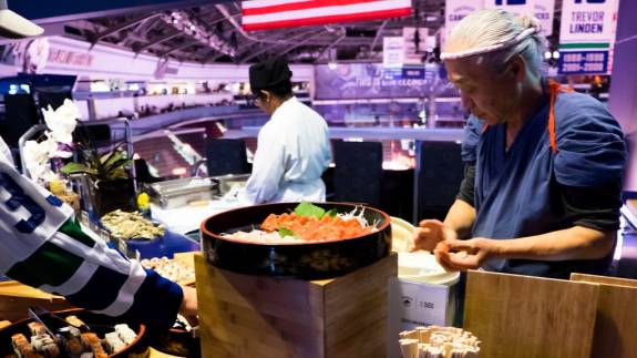 Food being served in Club 500 at Rogers Arena