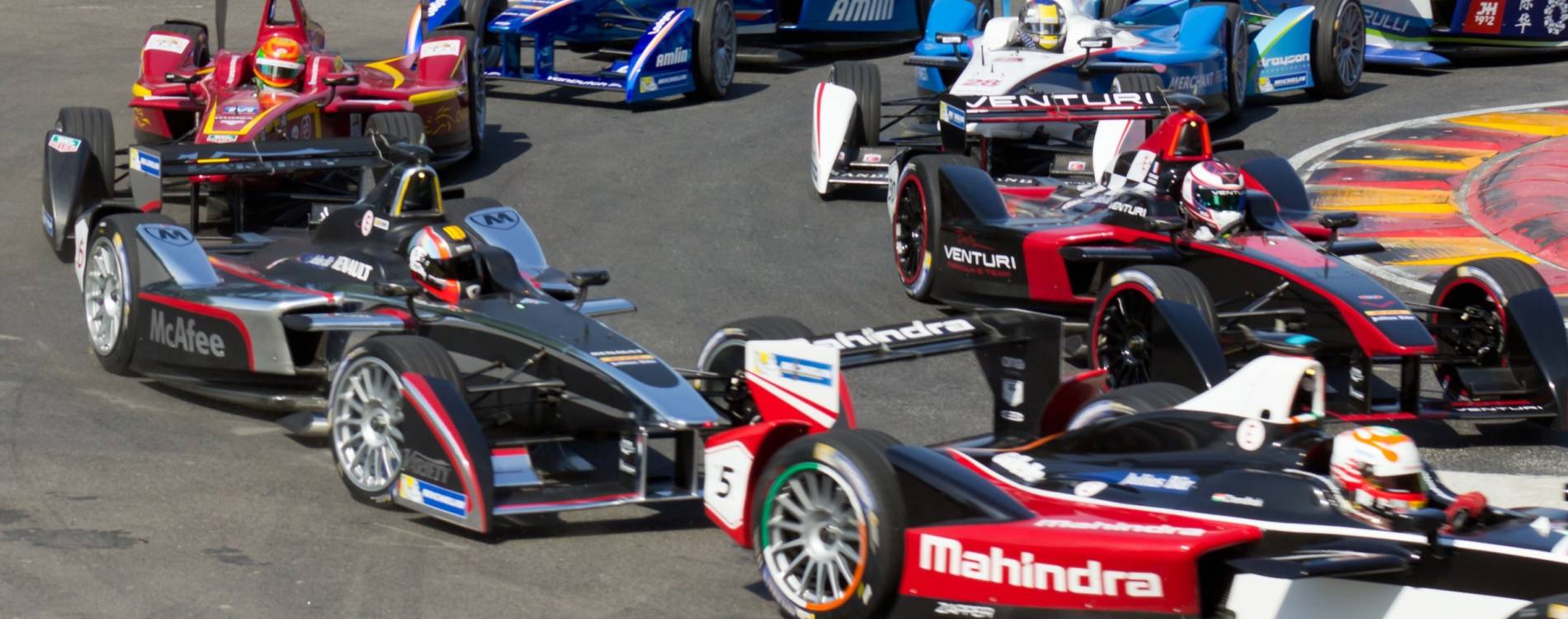 Formula E drivers take on a hairpin bend