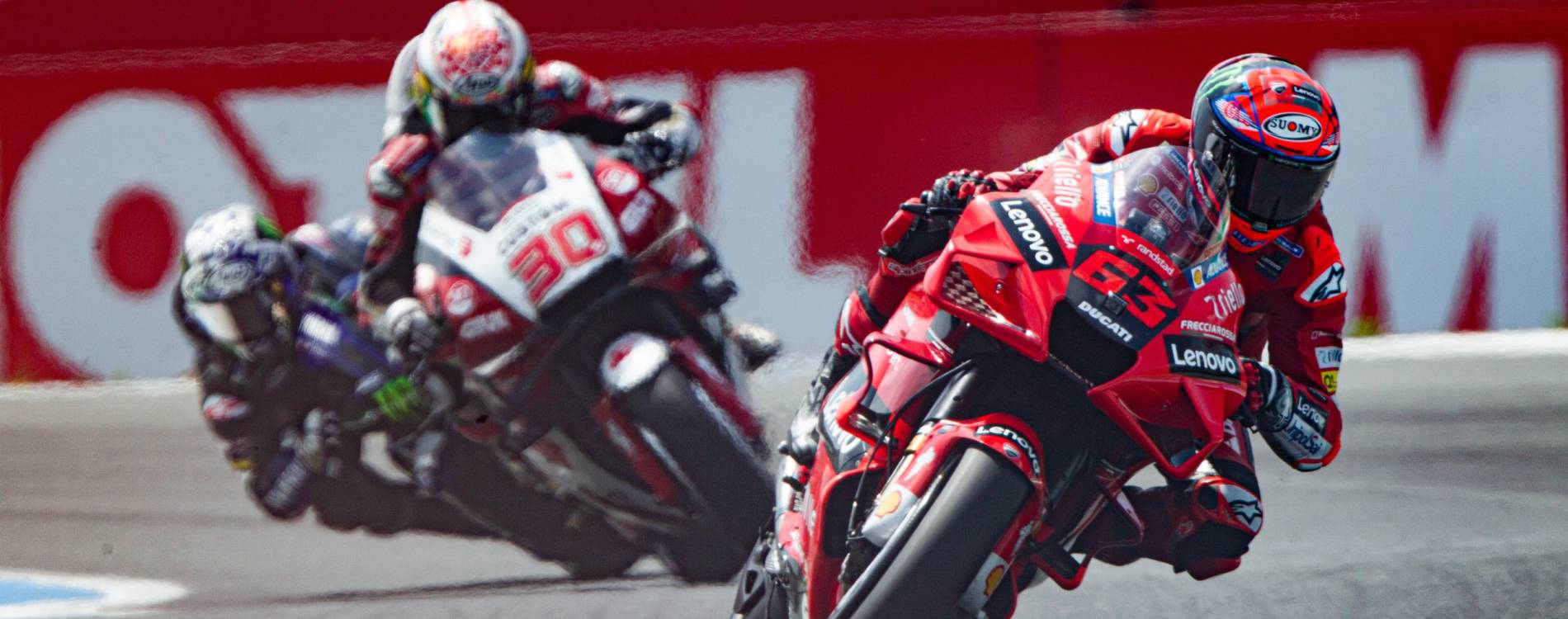 Francesco Bagnaia takes on a corner at the Dutch TT