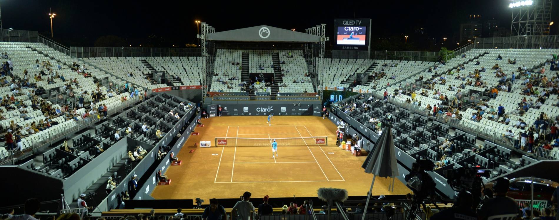 Gael Monfils and Horacio Zeballos compete at the Rio Open