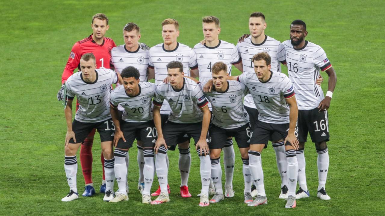 Germany pose for a photo before a game