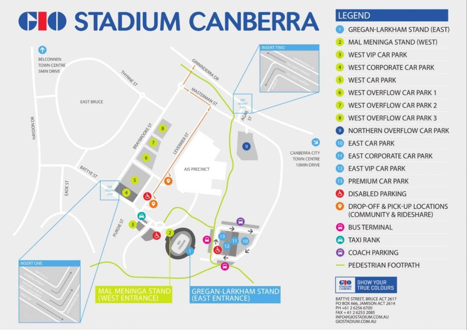 GIO Stadium (Canberra Stadium) Map