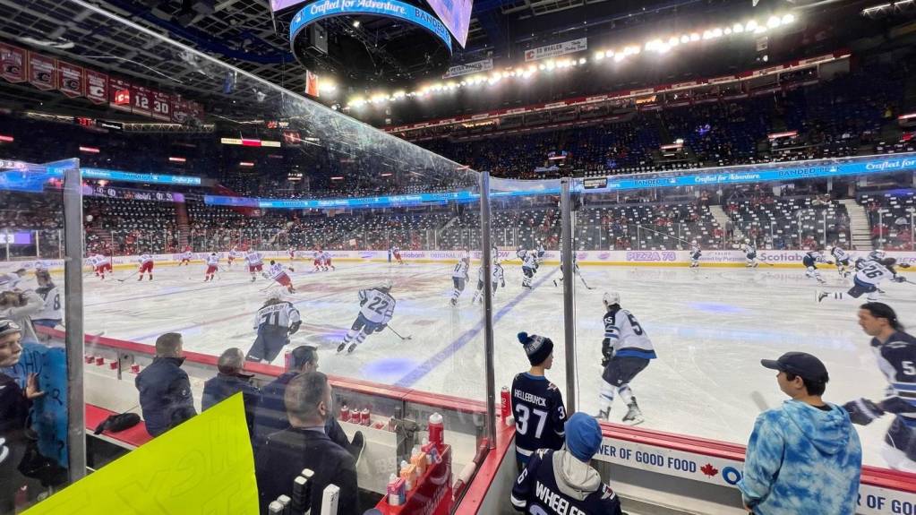 Glass seats by the benches at Scotiabank Saddledome