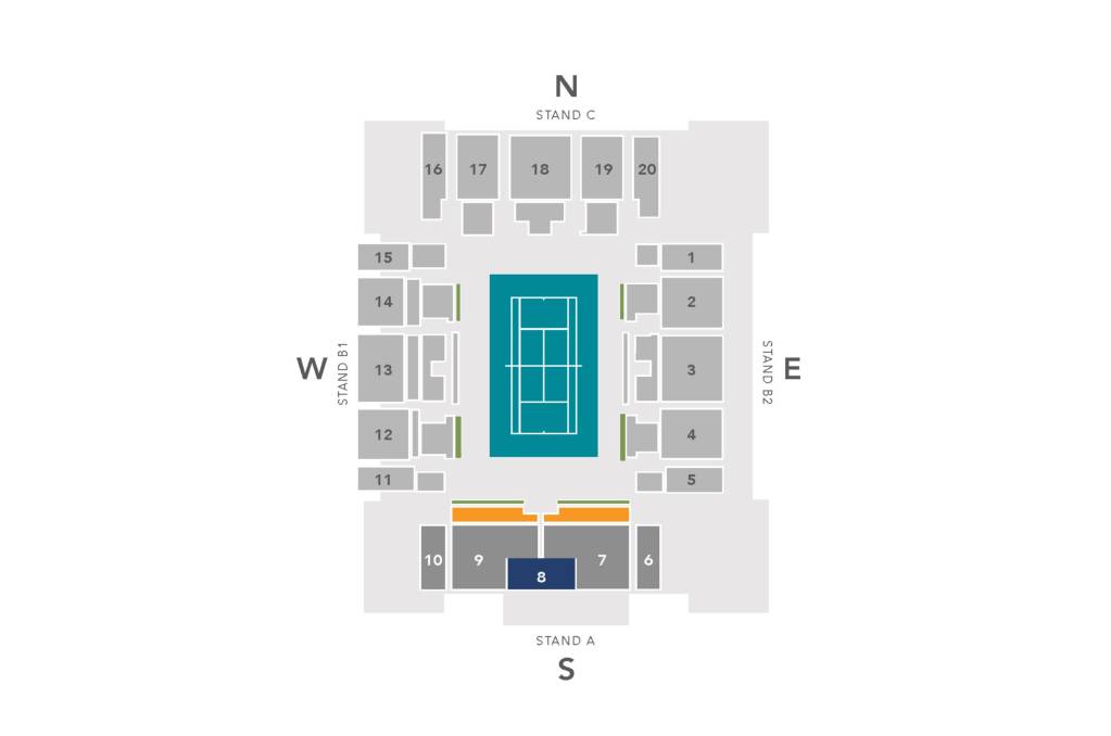 Grandstand Court seating map