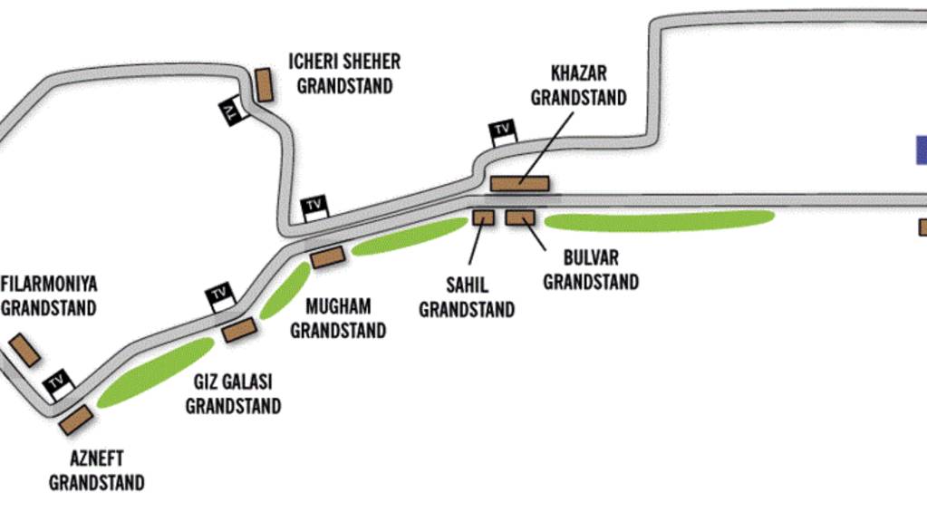 Grandstand map of Baku City Circuit