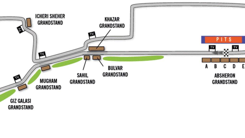 Grandstand map of Baku City Circuit