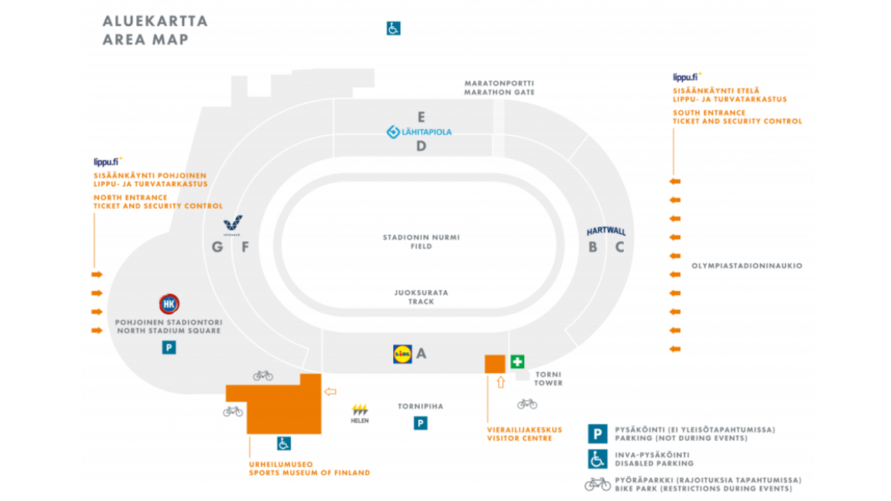 Helsinki Olympic Stadium Map