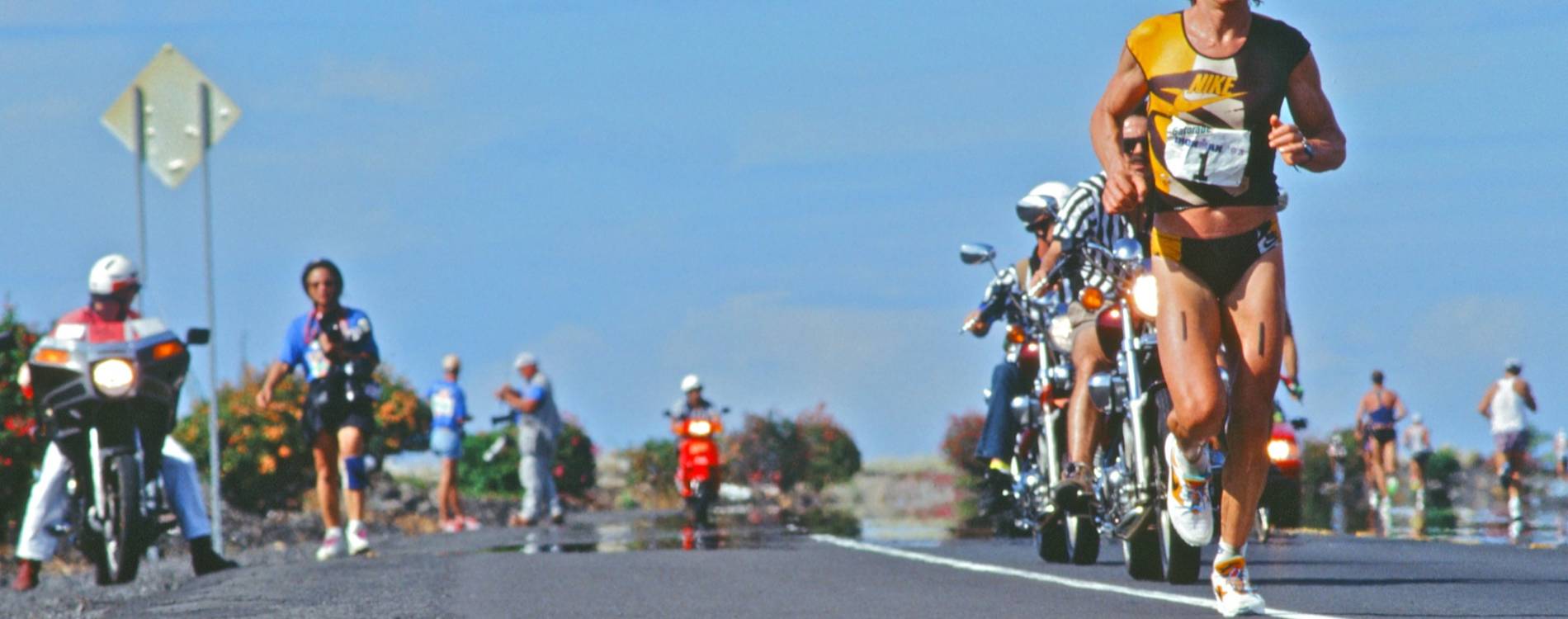 Ironman participants take on the run section at Kona