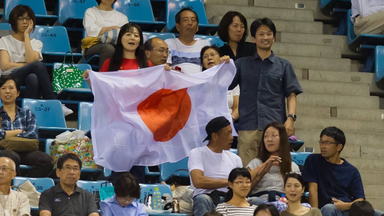 Japanese fans within Coliseum Court, Ariake Tennis Park