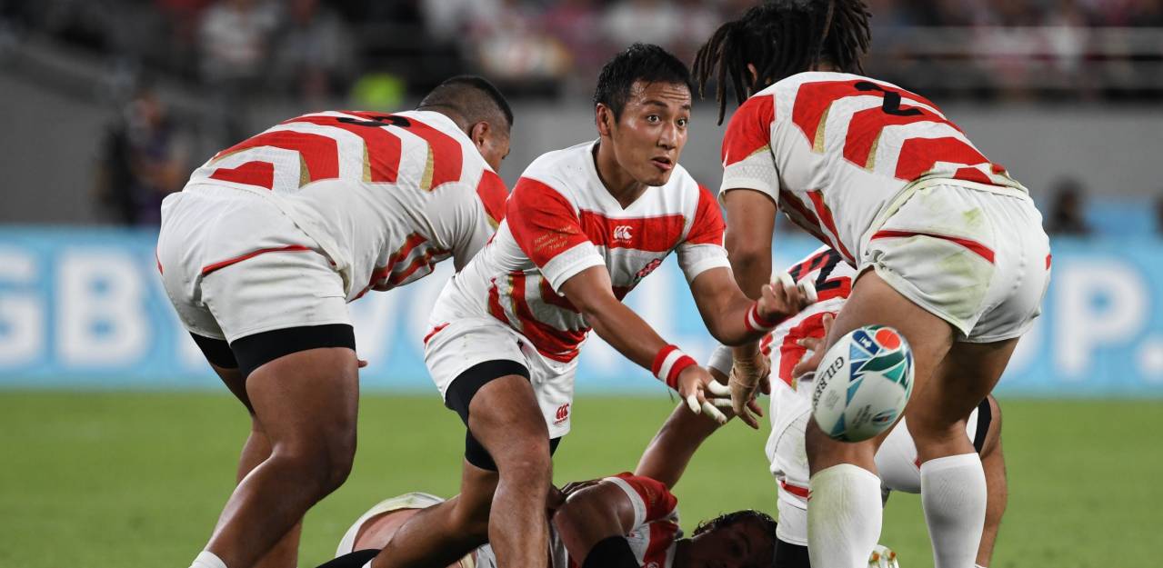 Japan's rugby union team, nicknamed the "Brave Blossoms"