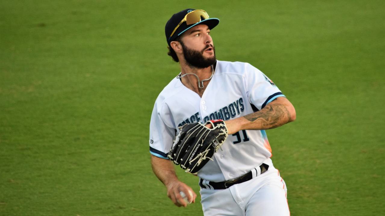 Joe Perez with the Sugar Land Space Cowboys during a game at Constellation Field