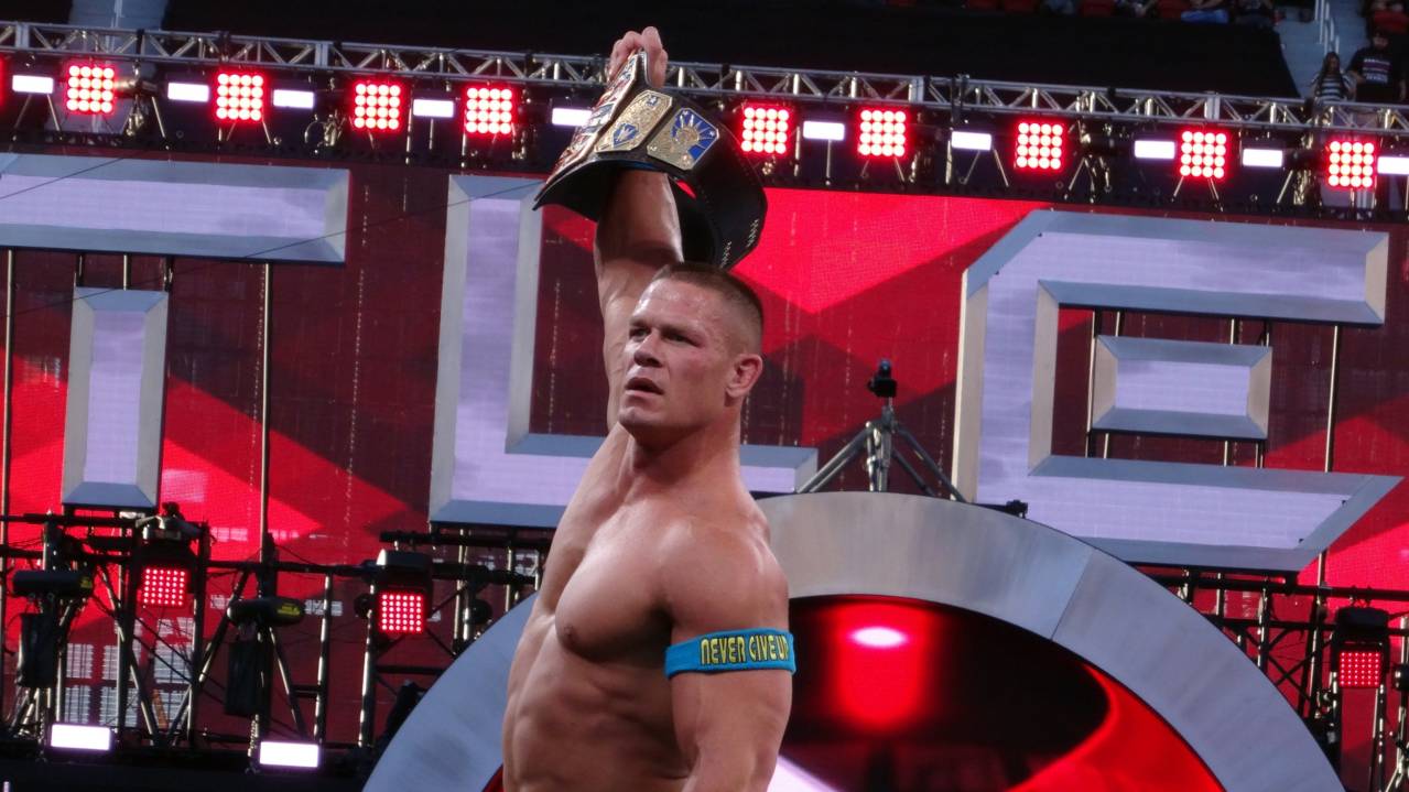 John Cena holds the US Championship aloft after another victory