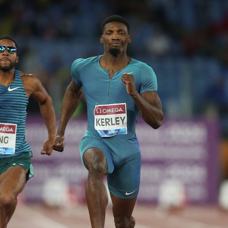 Kerley sprinting down the track