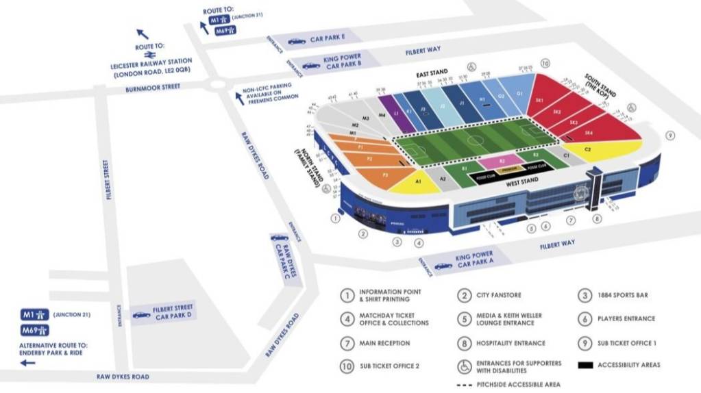 King Power Stadium Map