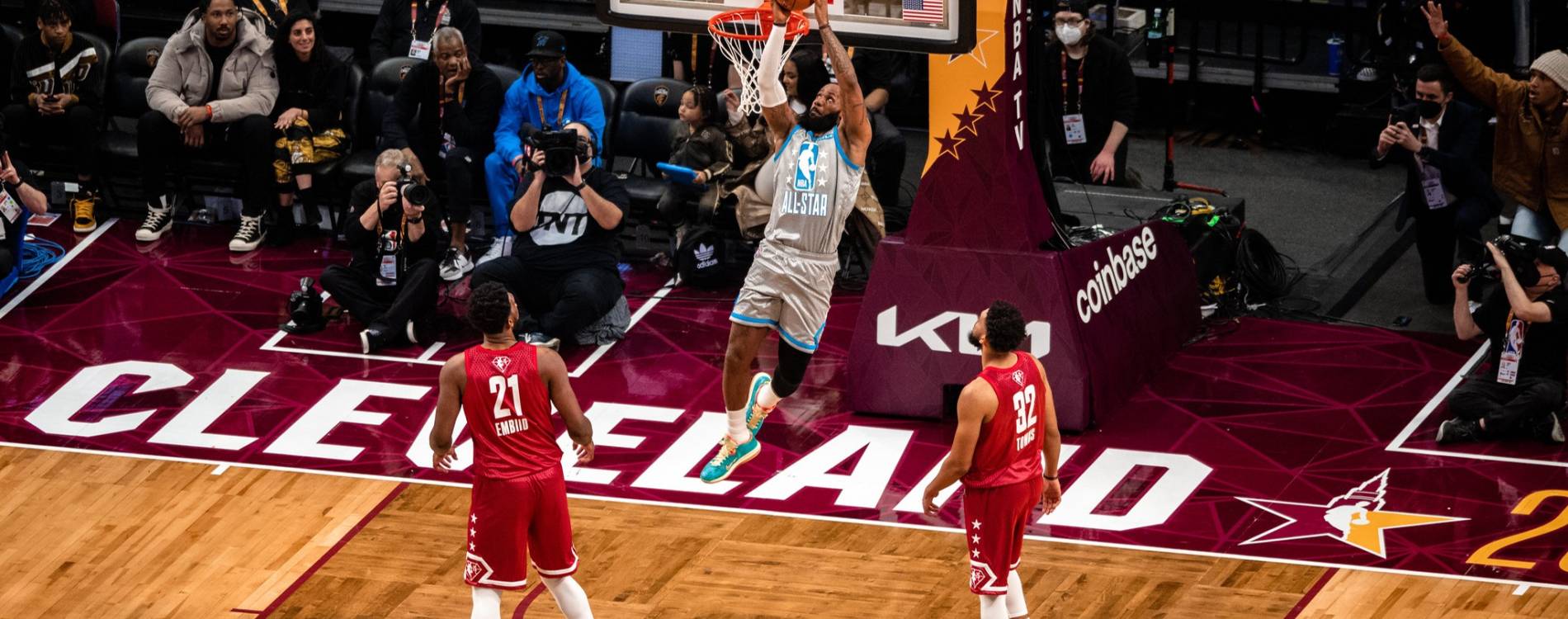LeBron James dunks at the NBA All-Star Game