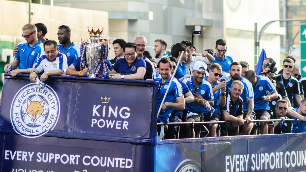 Leicester City celebrate winning the Premier League title at 5,000-1 odds
