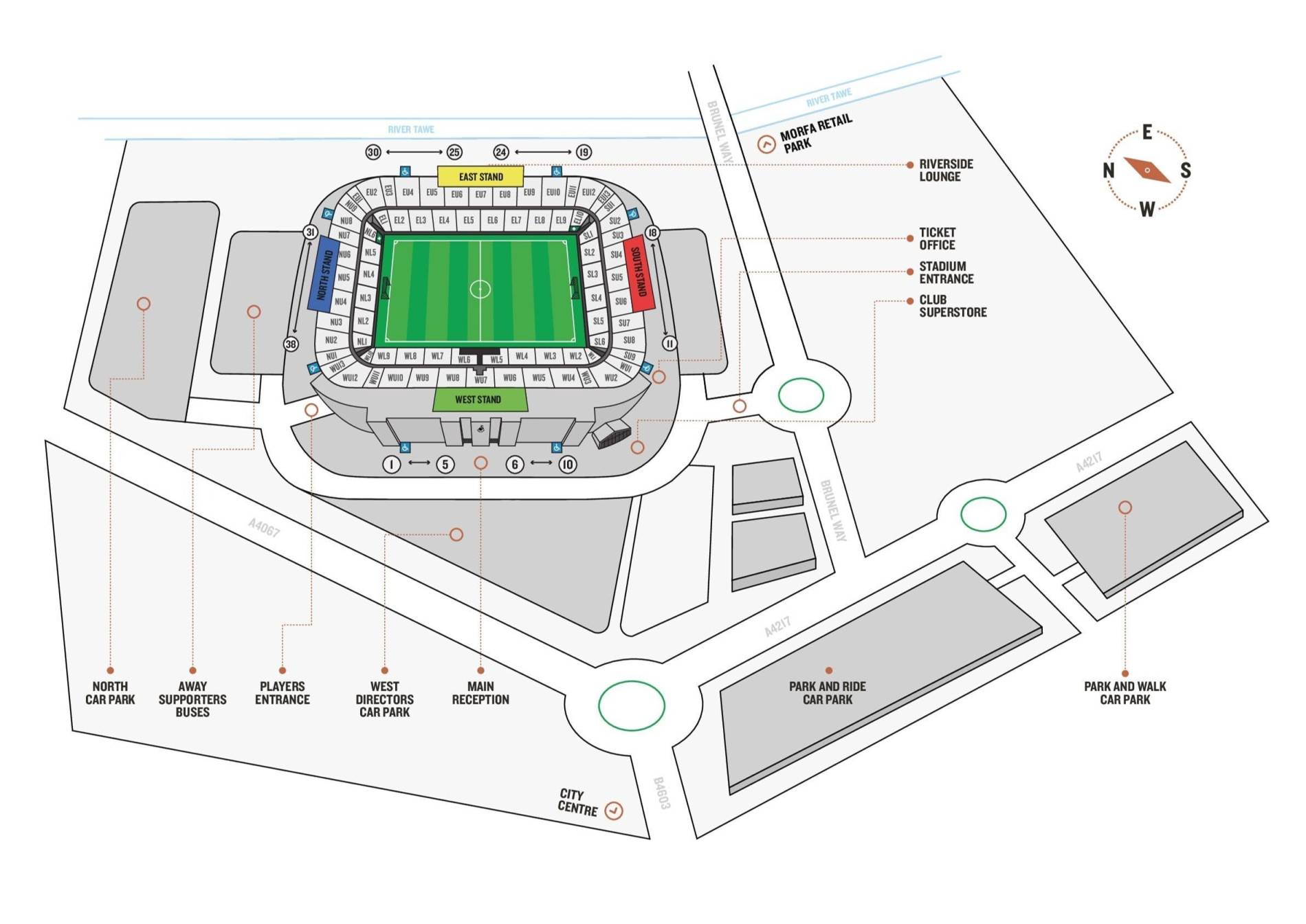 Swansea.com Stadium Map
