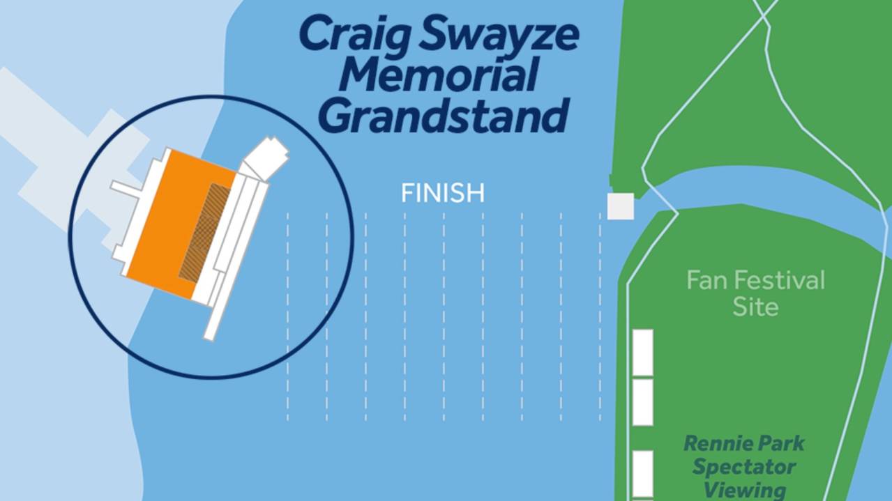 Map showing location of the Craig Swayze Memorial Grandstand