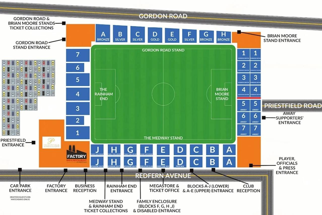 MEMs Priestfield Stadium Map