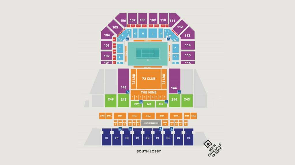MIami Open Stadium Court seating map 2024