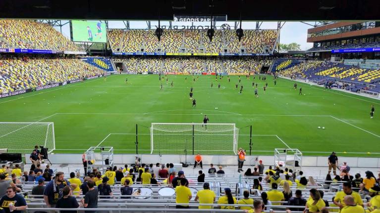 Nashville SC and Portland Timbers warming up at Geodis Park