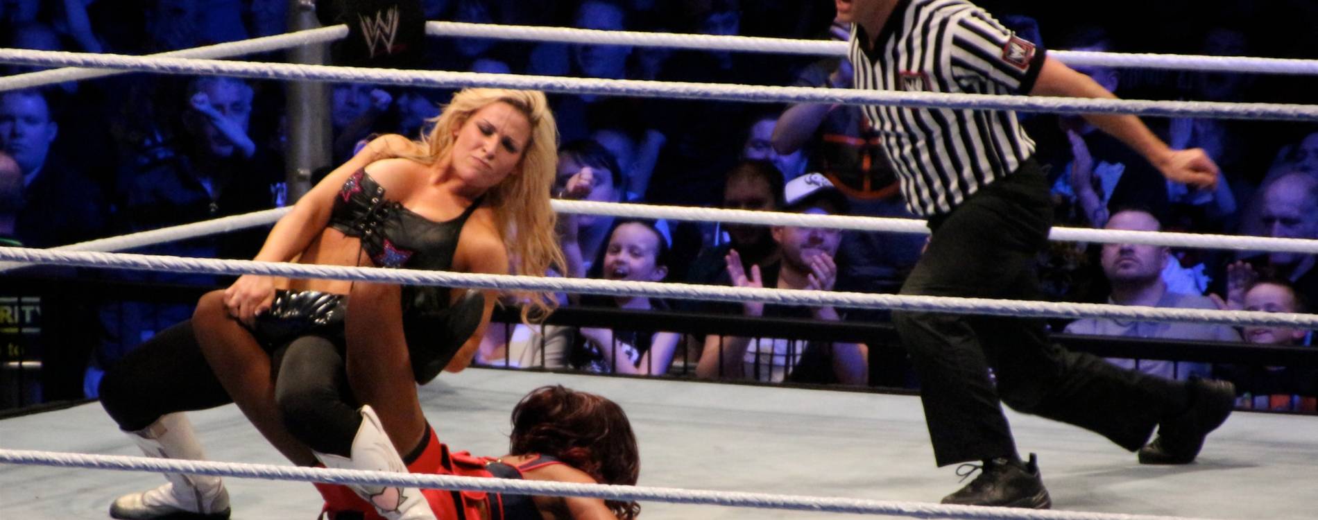 Natalya performs a sharpshooter on Friday Night SmackDown