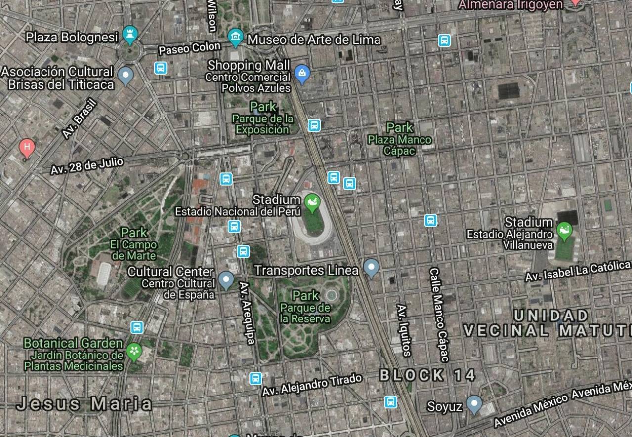 National Stadium of Peru Map