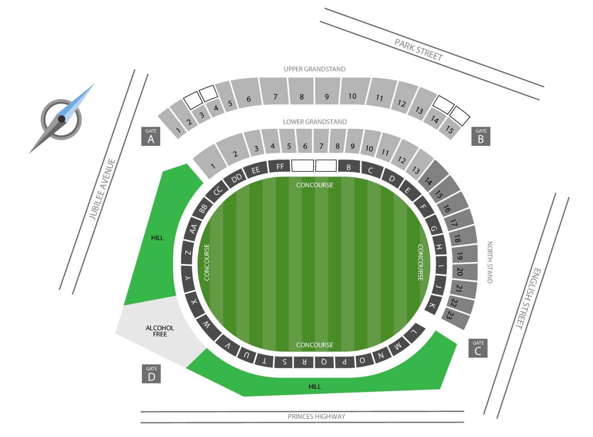 Netstrata Jubilee Stadium Map