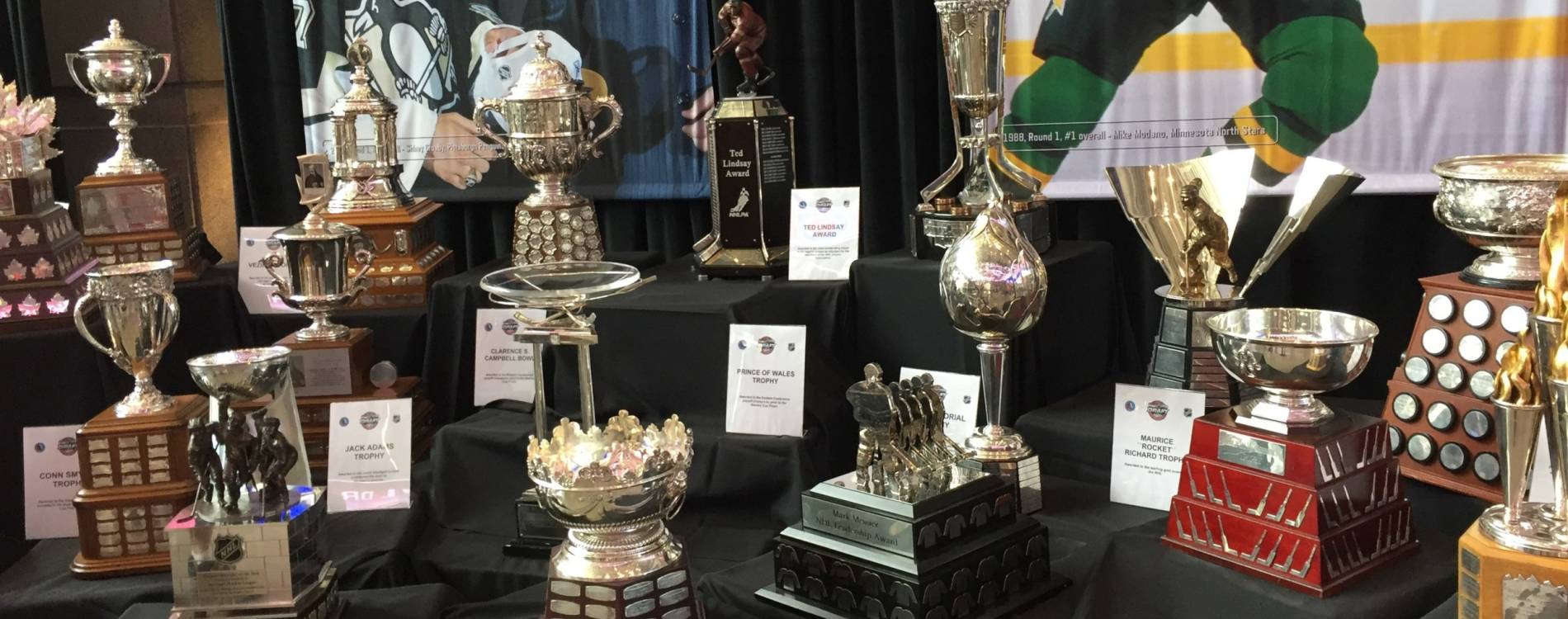 NHL trophies on display
