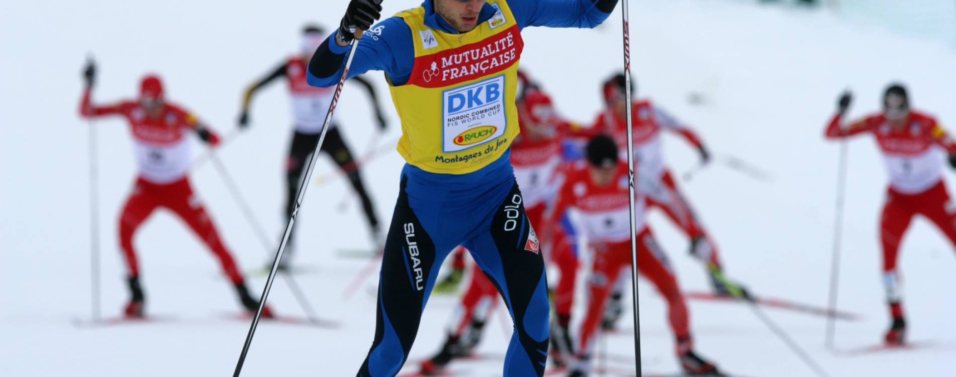 Nordic Combined competitors up hill