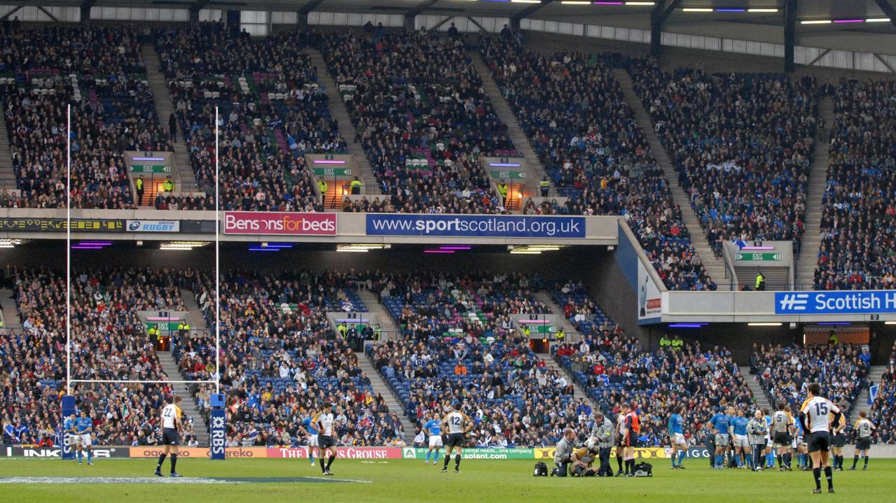 One set of posts at Murrayfield, during a match between Scotland and Italy