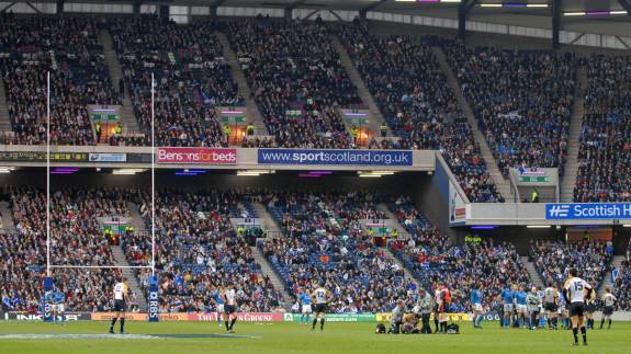One set of posts at Murrayfield, during a match between Scotland and Italy