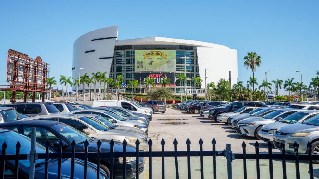 Onsite parking at the Kaseya Center in Miami, a host of numerous WWE events