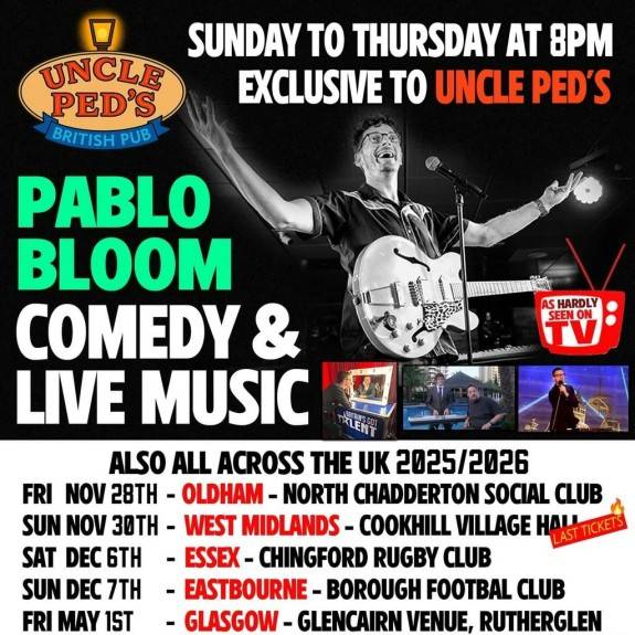 PABLO BLOOM - Warrington Irish Club - Sun - 2pm