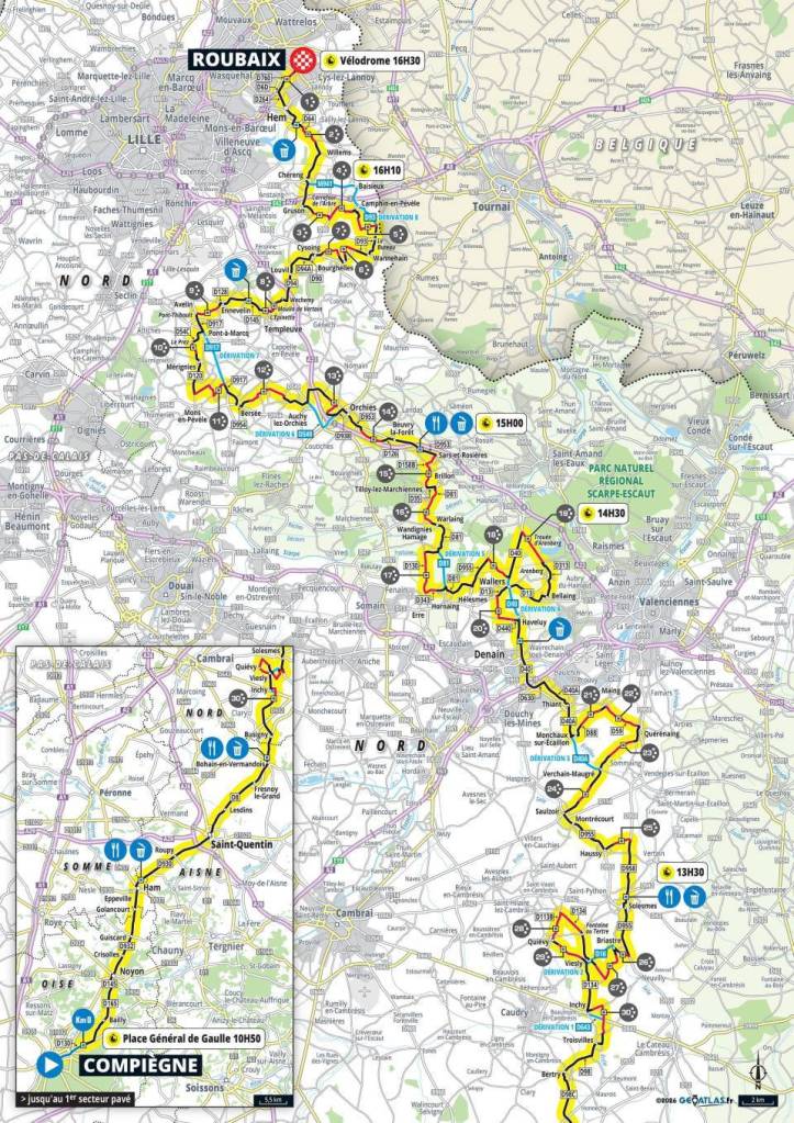 Paris-Roubaix Route Map