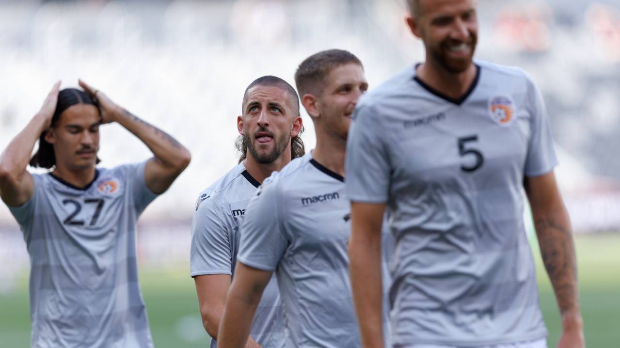 Perth Glory players warm up before a game