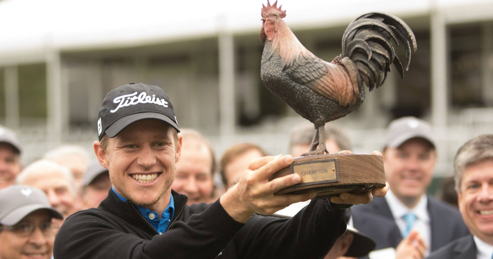 Peter Malnati celebrates winning the Sanderson Farms Championship