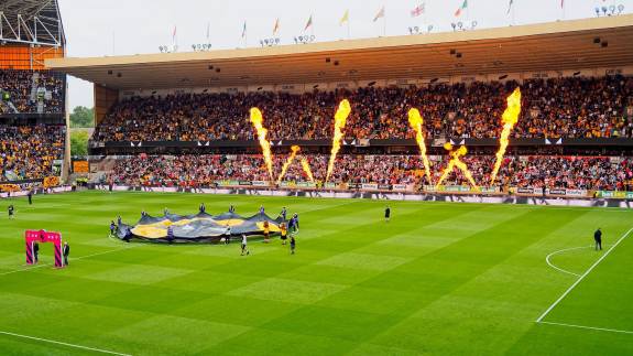 Pyrotechnics at Molineux Stadium ahead of a game