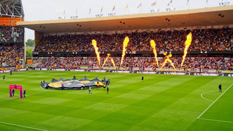 Pyrotechnics at Molineux Stadium ahead of a game