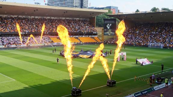 Pyrotechnics at Molineux Stadium ahead of a game