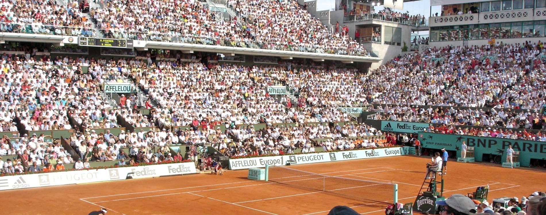 Rafael Nadal and Roger Federer in action at Roland-Garros