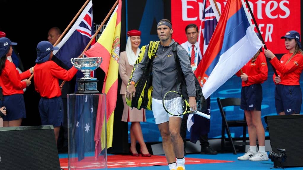 Rafael Nadal walking out at Rod Laver Arena