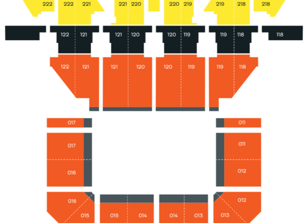 Rank 1 seating in orange (Gelredome Main Court)