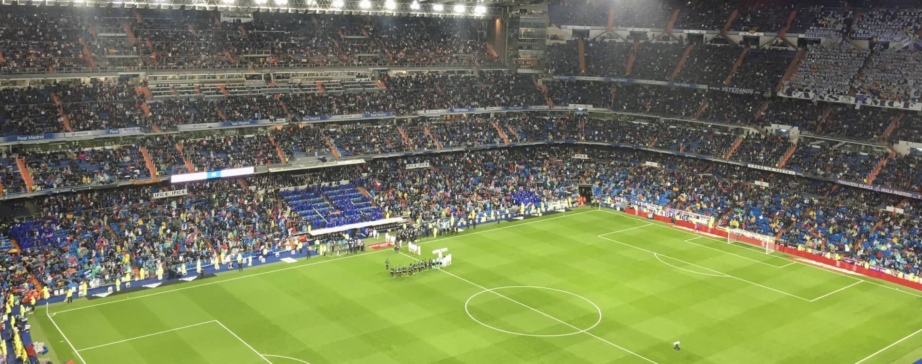 Real Madrid line up for a match at Santiago Bernabeu